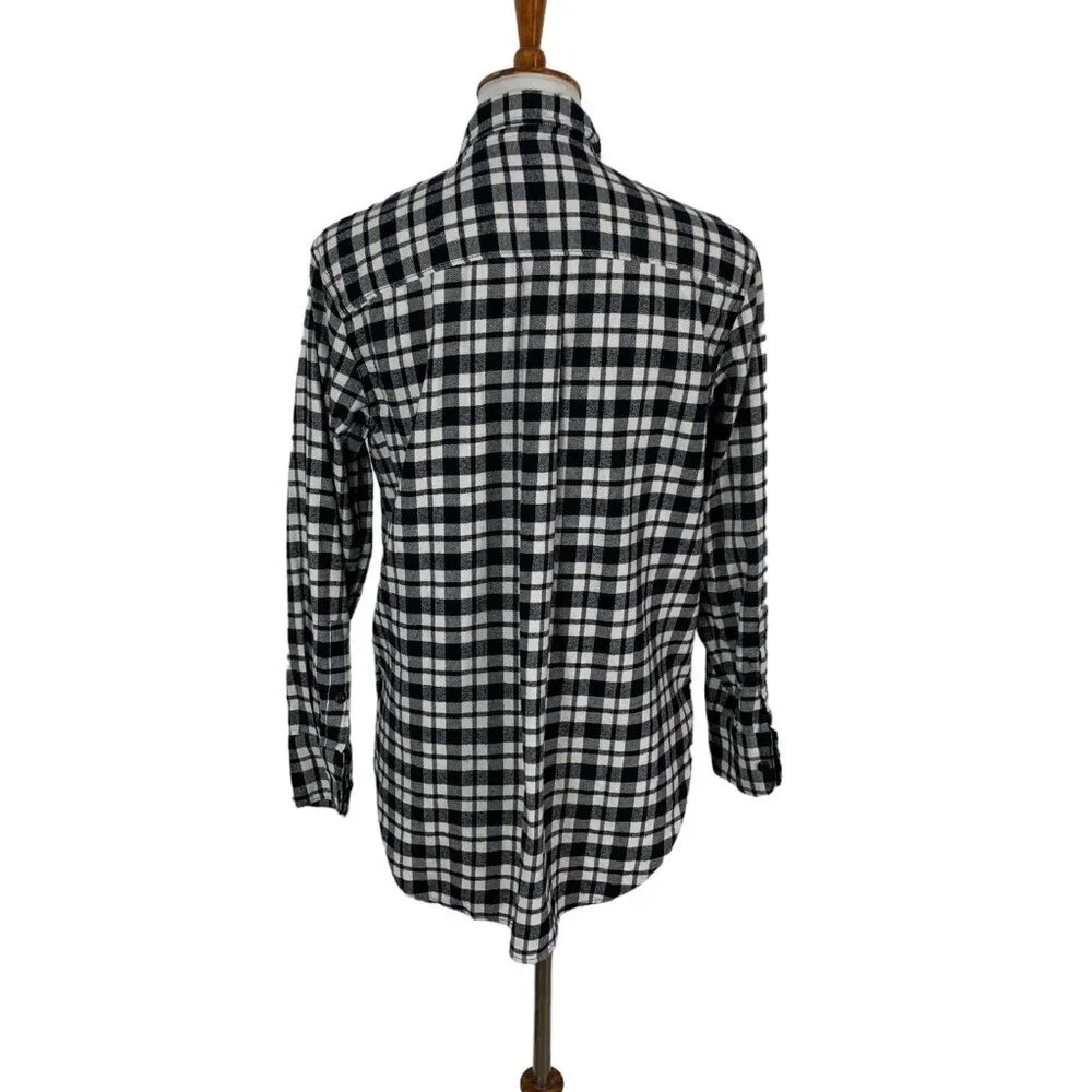 Madewell Plaid Button Down Shirt XS Black White Long Sleeve Workwear Casual - Picture 3 of 5